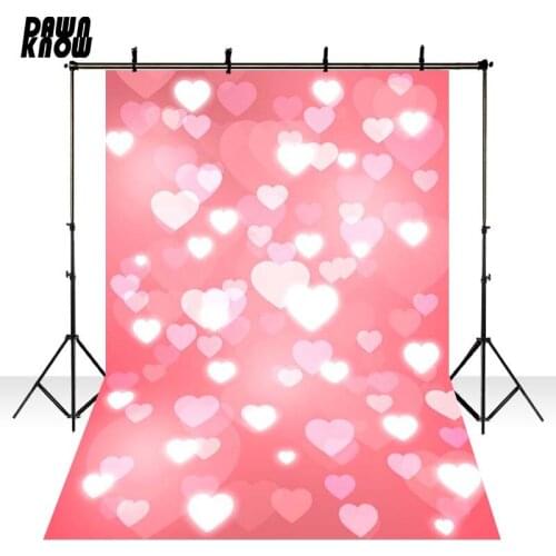 DAWNKNOW Wedding Celebration Vinyl Photography Background Pink Heart Polyester Photocall Backdrop Wedding Customize GY026