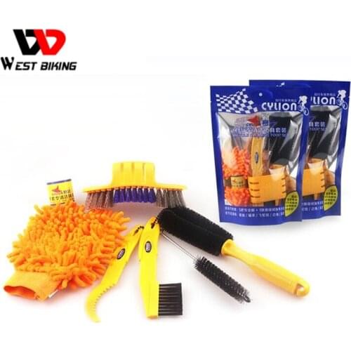 WEST BIKING Bicycle Cleaning Tool Set Cleaning Brush For Wheel Tire Bicicleta Limpieza Bike Cycling Chain Cleaner Wash Tool Kit