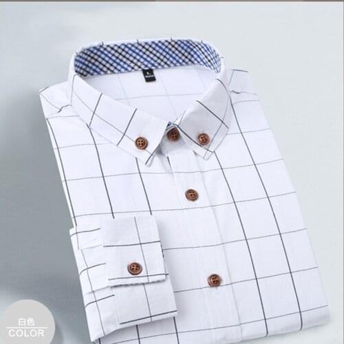 YG6156-A1262 2021 new spring autumn mens fashion long sleeve cotton slim plaid shirt Factory direct sale cheap wholesale