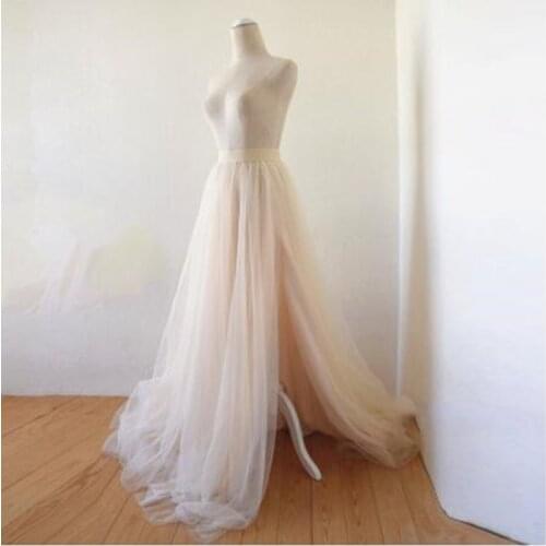 Saias mulher Real Photo Skirts Long Maxi jupe femme High Slit Tulle Skirts Tutu Woman Floor Length femme jupes