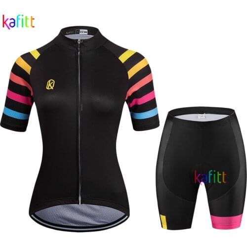 2021 Kafitt Womens Short Sleeve Jersey Sets MTB Cycling Clothing GEL Pro Ropa Ciclismo Road Bike Shirt Triathlon Uniform Summer