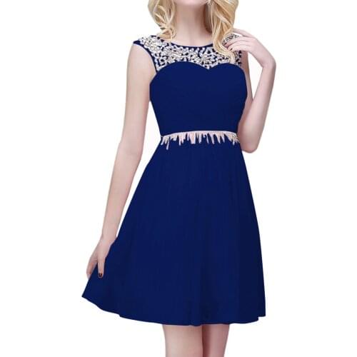 Royal Blue Short Homecoming Dress 2021 Mini Beaded Chiffon Homecoming Gowns Crystal Short Graduation Dresses Gowns Prom Dresses