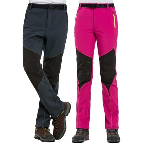 Winter Hiking Pants Men Women Warm Fleece Softshell Trousers Outdoor Sports Thermal Trekking Camping Skiing Waterproof Pants