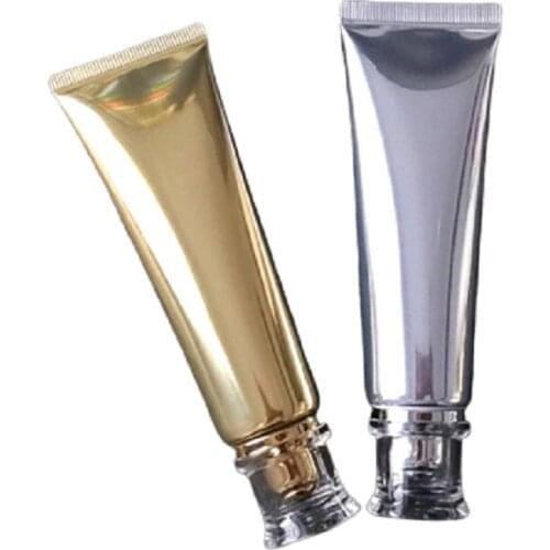 Gold Sliver Cosmetic Tube Travel Bottle Refillable Hand Cream Squeeze Tube Empty Packaging Container 50ml 50g Acrylic Lid 50pcs