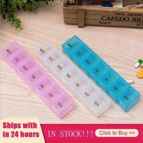 1Pc 7 Days Pill Medicine Box Weekly Tablet Holder Storage Organizer Container Case Pill Box Splitters 3 Colors Patient Household