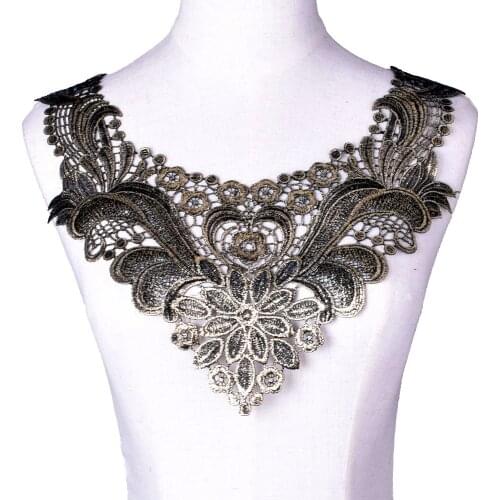 Black Gold Lace Trim DIY Crafts Fabric for Dress Underwear Clothing Decoration Lace Neckline Collar BW105