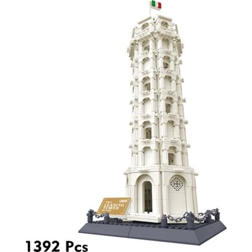 1392 Pcs Architecture Series Italiana Leaning Tower of Pisa Building Blocks Sets Bricks Classic City Skyline Model Toys for Kids