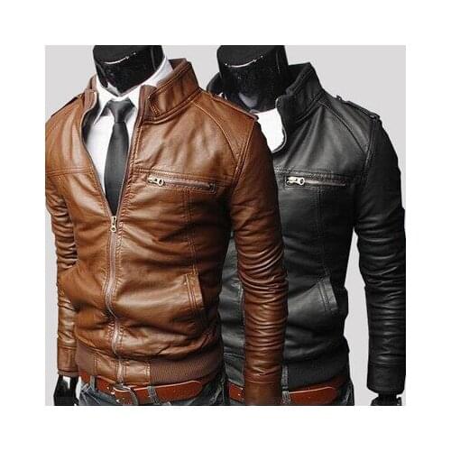 Zoulv 2021 Design Mens Slim Fit Biker Jacket Stylish Homme Brand Solid Color Pu Leather Jacket Men Winter Motorcycle Jacket