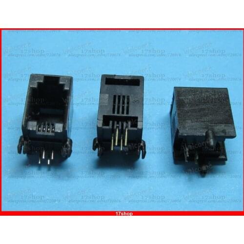 30 Pcs Black 4P4C Without flange Side entry Modular Network PCB Jack Connector