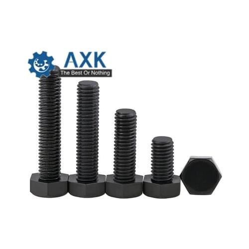 50Pcs/25Pcs M6*8/10/12-60mm DIN933 GB5783 Black Nylon Hexagonal Screw, Plastic Insulated Bolt, Hexagonal Plastic Bolt