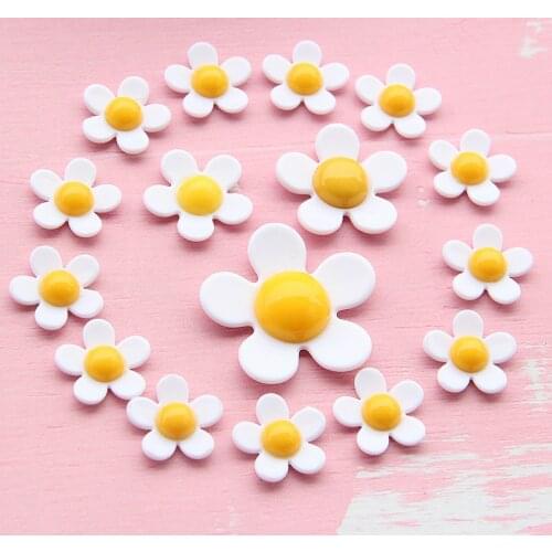 18-35mm Acrylic Fresh Daisy Yellow Heart Five Petal Flower DIY Mobile Phone Case Glasses Frame Earrings Jewelry Accessories