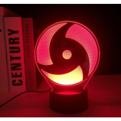 Anime Figure Kaleidoscope Sharingan 3D Lamp Cool Touch Sensor Colorful LED Nightlight for Kid Birthday Gift Bedroom Decor Light