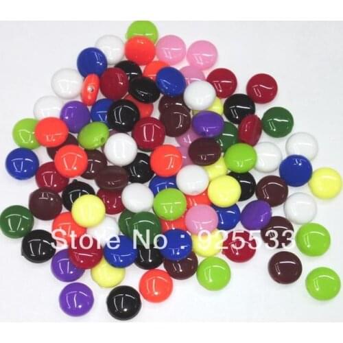 Free Shipping 2400pcs/lot 8mm Mix Color Acrylic Flat Round Loose Beads for Chunky Necklace & Bracelet DIY