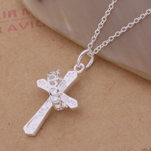 Free Shipping Silver plated Necklaces & Pendants Fashion Silver Jewelry cross and /bpjakgqa dbvaltca AN111