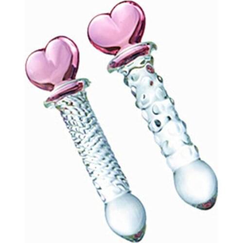 New Large Waterproof Dildo Glass Butt Plug Manual Stimulation for Adult Lesbian Huge Sex Toy Love Heart Shape Adult Toys