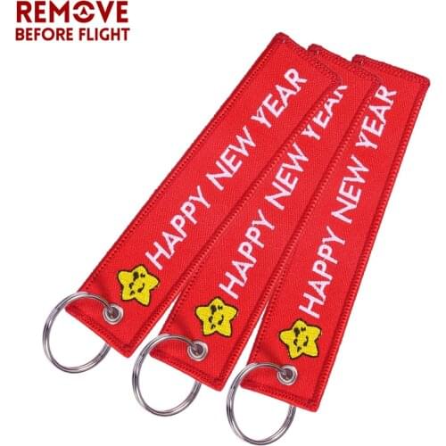 3 PCS Christmas Gift Keychain Key Tag Red Woven Tag Fashion Car Keychains Motorcycles Key Chains Awesome Happy New Year Chaveiro