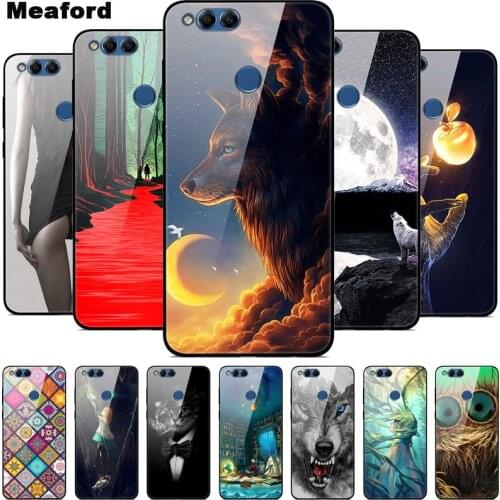 Tempered Glass Case For Huawei Honor 7X 6C 7C Pro Cover Soft Bumper Funda For Huawei Honor 9X Premium 8X Max 9 Lite Glass Case