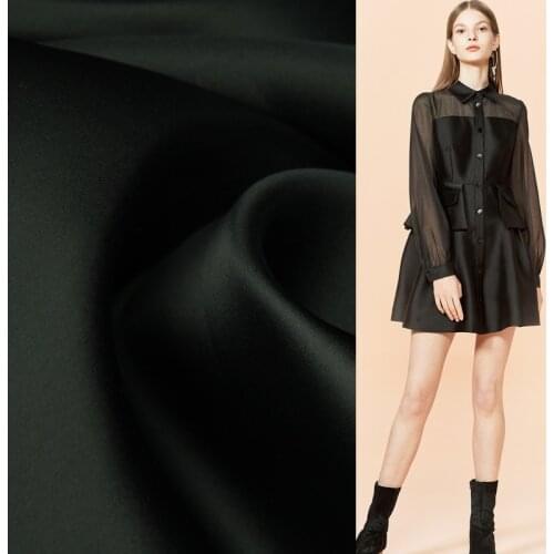 Black 100% silk organza satin silk fabric smoothly for dress 140cm width,SOZ174