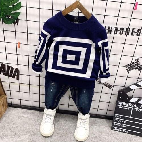Baby Autumn Clothing Toddler Kids Baby Boy Girl Outfit boys Knit sweater + jeans Pants 2pcs boys Set Children Sport Sets