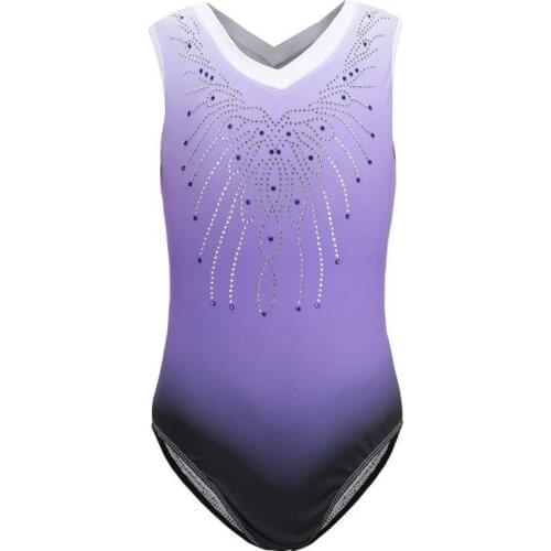 6-14Y Kids Pattern Gradient Children Dance Dresses Gymnastics Plus Size Bodysuit Jumpsuit Leotard Ballet Dance Wear New