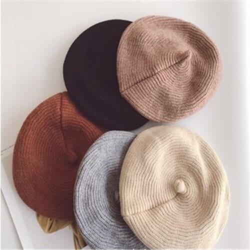 Kids children Cool Wind Children Knitted Berets Winter and Autumn Curling Pumpkin Hat Painters Cap Babys Wool Cap