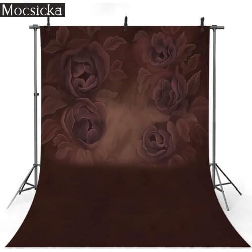 Flowers Dark Brown Portrait Photography Backdrop Abstract Floral Texture Baby Adult Birthday Art Background Photo Studio Props