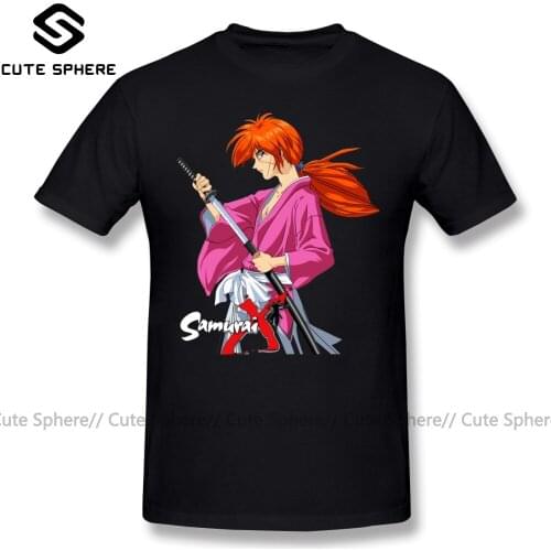 Rurouni Kenshin T Shirt Himura Kenshin Battousai Samurai X T-Shirt Men Cotton Tee Shirt 6xl Awesome Beach Graphic Tshirt