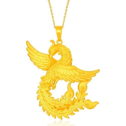 Hot style gold placer gold plated pendant with 3 d golden golden phoenix necklace luan FeiFeng wings dancing girls