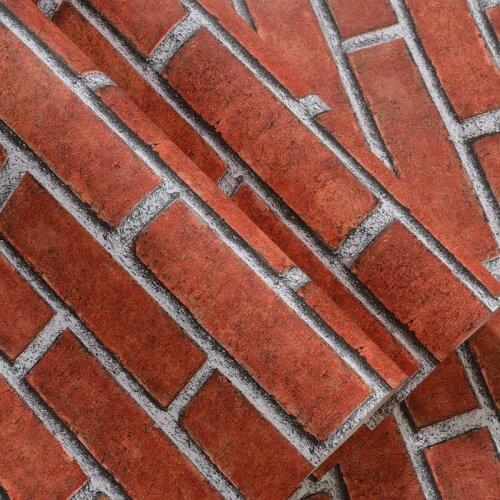 KANMANNI Wall Decoration Modern Minimalist Wall Sticker Brick Pattern Retro Red Brick Gray Brick Instant Self-adhesive Wallpaper