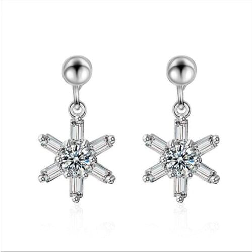 KOFSAC New Fashion 925 Pure Silver Stud Earring Luxury Crystal CZ Flowers Earrings For Women Fine Jewelry Valentines Day Gifts