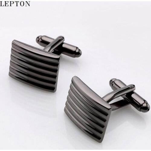 Hot Seling Business Square Black Cufflinks For Mens 3Pairs/Lot Lepton High Quality Classic Arc Stripe Cuff links Relojes gemelos