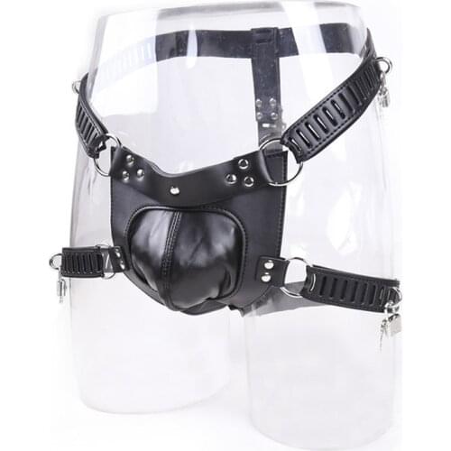 BDSM Gay Erotic Sissy Slut Penis Cage Panties Genuine Leather Fetish Men Penis Bondage Panties Porno Gay Clothes For Adult Sex