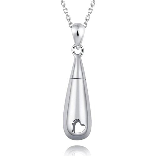 Stainless Steel Urn Pendant Necklace Teardrop Cremation Jewelry for Ashes Memorial Keepsake for Women