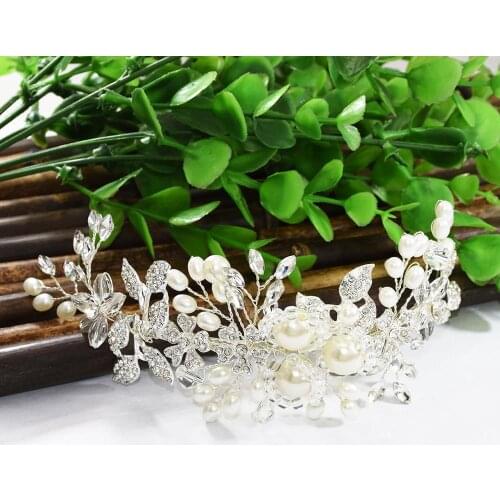 New Korean Rhinestone Leaves Hair Band Pearl Copper Wire Small Flower Headdress Simple Fashion Wild Hair Accessories