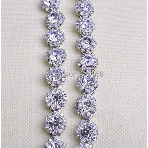 5 Yards Wholesale Hot Sale Round Sunflower Glass Rhinestone Trim