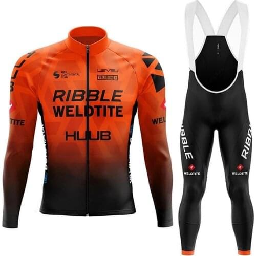 HUUB 2021 Orange Team Cycling Jersey Ribble Weldtite Bicycle Set Road Bike Shirt Suit MTB Maillot Ropa Ciclismo Cycling Clothing