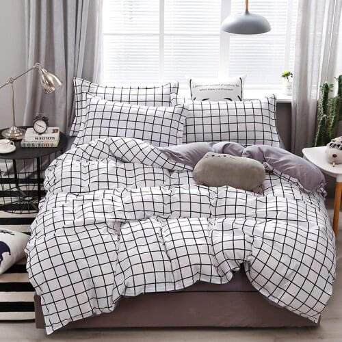 Simple Black White Plaid Comforter Bedding Set Luxury Modern Fashion King Queen Twin Size Bed Linen Duvet Cover Sets Gift
