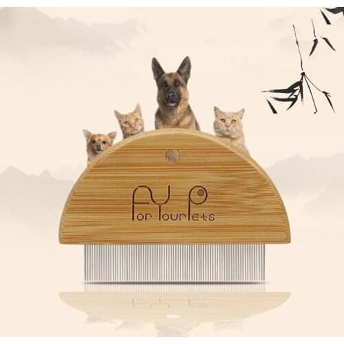 Pet Comb for Matted Hair and Detangler, with Stainless Steel Teeth for Dog and Cat- Natural Easy Grooming Tool