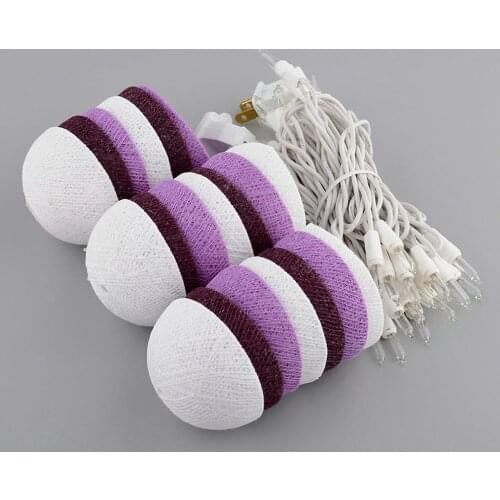 Romantic Fairy Aladin String Lights Purple Cotton Ball Fabric Wedding String Patio Decor Lamp Garland lighting 110/220V