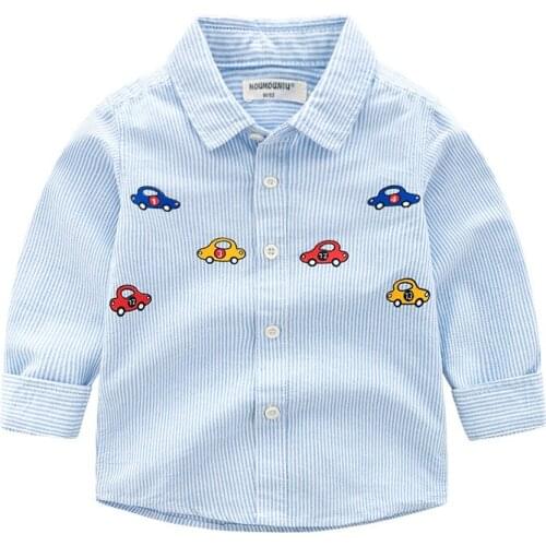 2020 Cartoon Boys Shirts Full Sleeve 2-7Year Cotton Print Children Clothes Regular Print Car Kids Shirts Autumn Boys Clothing