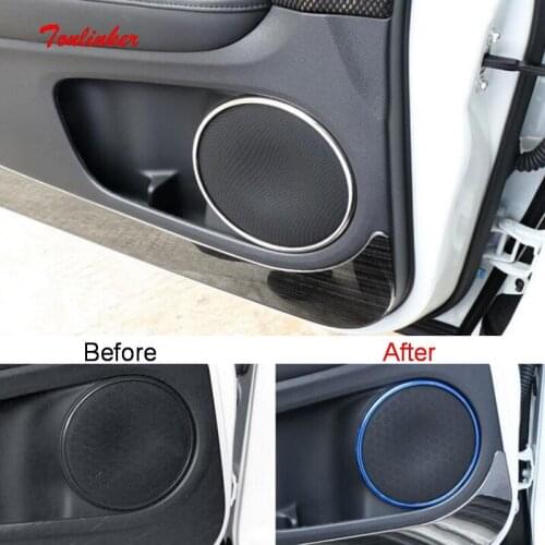 Tonlinker Interior Car Door Speakers Circle Cover Stickers for HONDA VEZEL HRV Car styling 4 PCS ABS Cover stickers