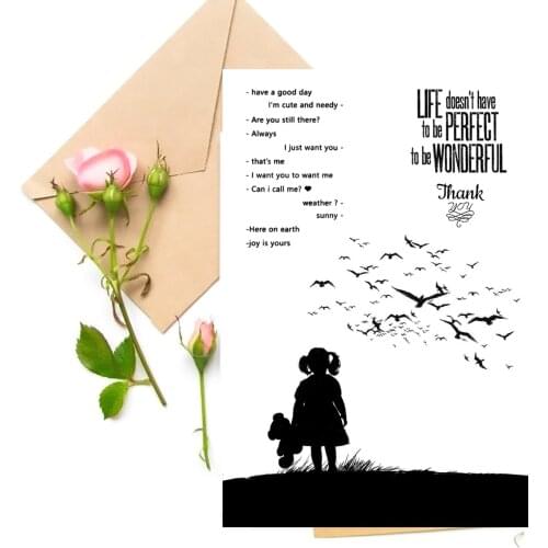 Bird Girl Blessings Clear Stamps For DIY Scrapbooking Card Making Silicone Stamps Fun Decoration Supplies