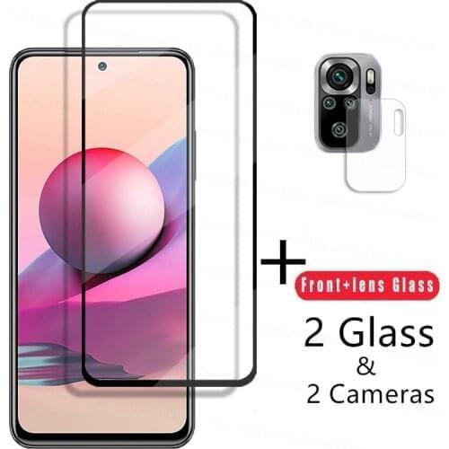 4-in-1 Tempered Glass For Redmi Note 10 Glass For Redmi Note 10T 10S 10 Pro Screen Protector 2.5D Len Film For Redmi 9T 9C 9A 9