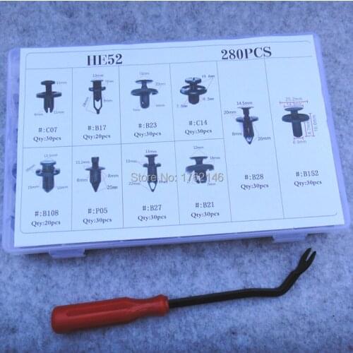 280PCS 10 Size Mixed Car Fender Bumper Door Rivet Fastener Retainer Nylon Clips & Tool For Ford Audi Honda Toyota Lexus