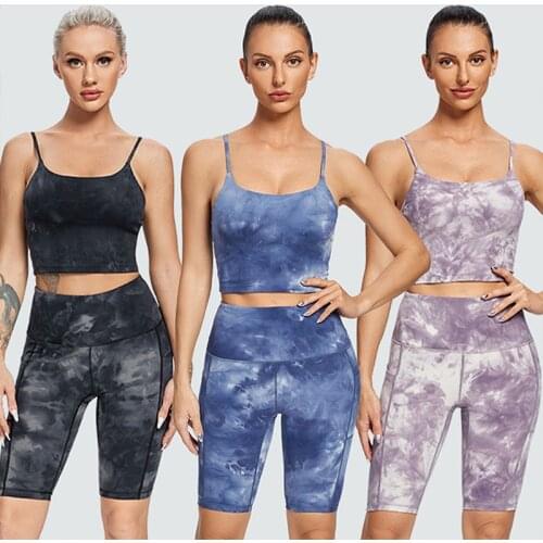 Woman Gym Set Tie Dye Workout Colthes for Women Sportwear Fitness Suit Running Sport Outfits Shorts Sets Athletics Clothing