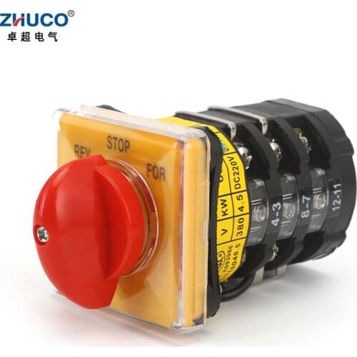 ZHUCO SZW25-48D/3 25A REV STOP FOR Three Position Three Pole Yellow Panel Knob Selection Cam Switch For Meat Grinder Equipment