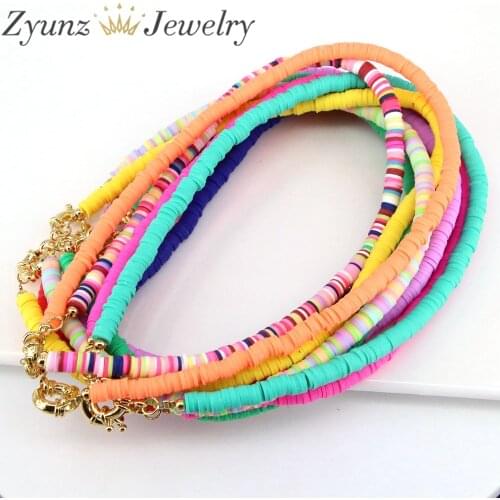 5PCS, Boho Multicolor Polymer Clay Choker Necklace For Women Vintage Colorful Bead Chocker Necklace Femme Jewelry