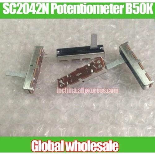 5pcs SC2042N 35MM Straight Slide Fader Single Potentiometer B50K / 4-pin iron handle length 15MMC