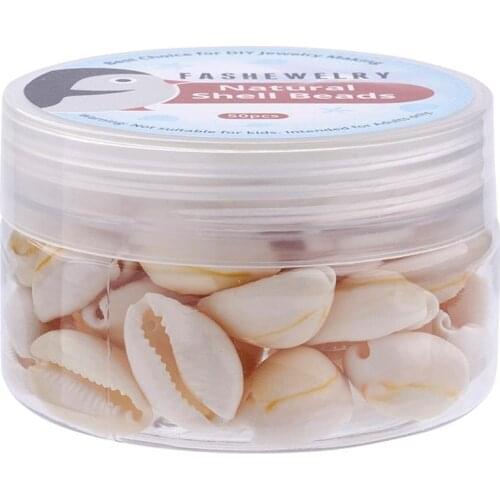 50pcs/box Cowrie Shell Beads Seashell Beads For Women DIY Jewelry Earrings Bracelet Necklace Making 17~22x11~16x9~11mm