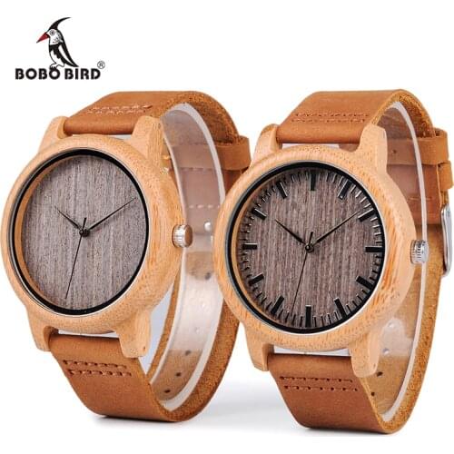 BOBO BIRD WA18L10 Vintage Lightweight Round Bamboo Wood Quartz Watches With Leather Bands for Women Men watches top brand design
